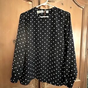 Chaus Polka Dot Blouse in Navy and White